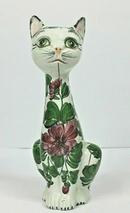 Statuina gatto alto firmata, numerata, dipinta a mano verde e viola italiana metà anni 60 - Foto 1 di 12