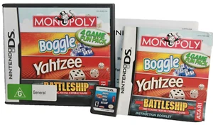 Vtg Nintendo DS Monopoly Boggle Battleship Yahtzee Atari NDS Tested Complete Vg - Picture 1 of 7