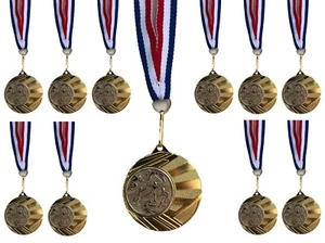 30x Athletics Medals - Sports Day Medals - 40mm Gold Metal With Ribbons - Picture 1 of 3