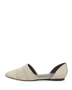 Vince Nina D'Orsay SnakeSkinLeather Beige Gray PoitedToe DressFlatShoe US8/EUR39 - Picture 1 of 23