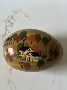 Handbemaltes Volkskunst Keramik Ei ~ gemalt von C. Haiyot 1981 in Thailand - Bild 1 von 14