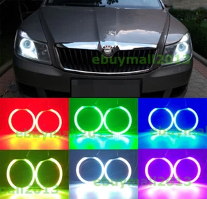 BT Clear RGB Halo Ring Devil Angel Eye For Skoda Octavia MK2 A5 FL 2009-2013 DRL - Picture 1 of 9