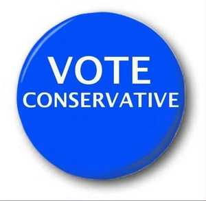 VOTE CONSERVATIVE - 25mm 1" Button Badge - Novelty Election Brexit Tory - Picture 1 of 1