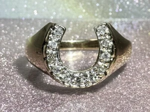 Men's Diamond Horseshoe Ring 11 Diamonds .11 Carat T.W. 10KYG 5g Siz (PD1115109) - Picture 1 of 7
