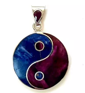SILBER Damen Schmuck Yin & Yang Asia Halsketten ANHÄNGER Amulett bunt Geschenk - Bild 1 von 7