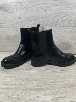 Old Navy Chelsea Boots Sz 8 Black Chunky Blackjack Elastic Insert Biker Womens - Image 1 of 4