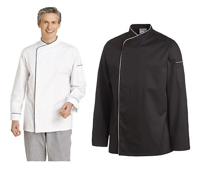Leiber 12/2598 Herren Kochjacke Bäckerjacke langarm Bäcker Koch schwarz weiß