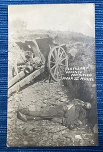 WW1 RPPC Artiglieria Difesa Condizione St. Mihiel Soldato Morto Teschio Scheletro 13B - Foto 1 di 2