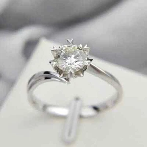 14K White Gold 2Ct Round Cut IGI Certified Lab Grown Stylish Diamond Ring - Picture 1 of 10