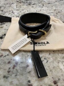 New! $85 Shinola Wide Double Wrap Bracelet. Black Horween Leather. Made In USA