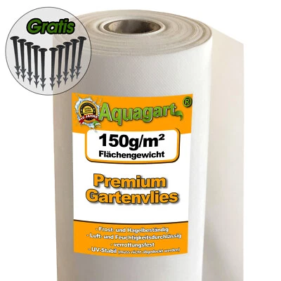AQUAGART Unkrautvlies Gartenvlies Unkrautfolie Geotextilvlies Mulchvlies PP weiß 150g %