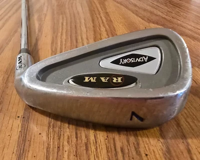 Ram Advisory Pro Gold Series 7 Iron Rt Hand 37" Steel Stiff Orig Grip Golf Club - Image 1 of 4