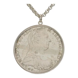 Anhänger Münze mit Kette 835/000 Silber, Mutter Theresa Tahler, getragen 2532312 - Bild 1 von 3