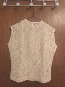 Vintage irisches Designer Dorothy Pinnock Damen Shell Top Gr. 34 creme 60er Jahre NEU - Bild 1 von 18
