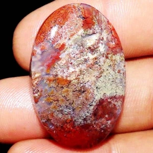 A+ Natural Indonesian Moss Agate Oval Cabochon Loose Gemstone 54.65 Ct 26x37x7mm - Bild 1 von 7