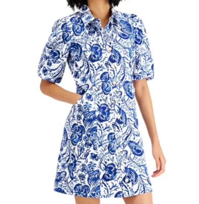 Camisa Charter Club Estampada Manga Abullonada Elastizada Tejida Imitación Perla Botones XS Foto 1 de 4