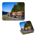 1 Mouse Mat & 1 Square Coaster Loaded Logging Truck Sawmill Trees Log #53037