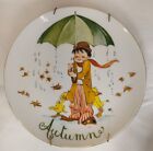 Assiette porcelaine décorative anglaise vintage Limoges saison d'automne signée MG 7,5"