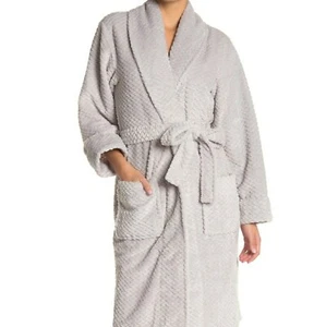 Large Daniel Buchler Textured Plush Faux Fur Robe - Grey | New With Tags. - Picture 1 of 3