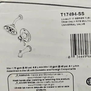 Delta T17494-SS Linden Monitor 17 Series H2Okinetic Tub & Shower Trim, Stainless - Picture 1 of 2