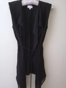 Witchery Size 8 Black Tie Waist Long Vest Waistcoat Gillet EUC - Picture 1 of 8