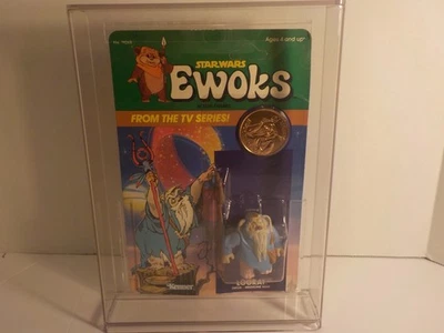 LS Vintage Star Wars 1985 Ewoks The Cartoon Logray With Coin Unpunched Moc - Image 1 of 4