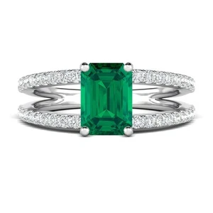 1,90 ct Smaragdschliff Laborgefertigt grüner Smaragd Edelstein Diamant Ring 950 Platin - Bild 1 von 9