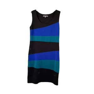 Abito tubino nero blu teal ponte maglia senza maniche NY COLLECTION taglia 8 - Foto 1 di 4