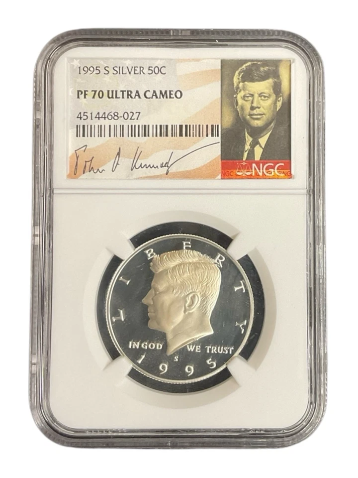 1995-S SILVER PF70 UCAM Kennedy Half Dollar NGC Signature Label - Image 1 of 4