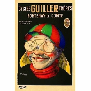 Cycling Poster Cycles Guiller Freres Vintage Bicycling Art Poster -E Courchinoux - Picture 1 of 6
