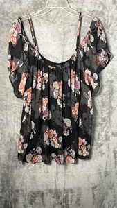 Torrid Womens Black/ White Floral Cold Shoulder Shimmer Size 3 ( 3X ) - Picture 1 of 8