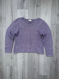 Orvis Women’s Purple Knit V Neck Sweater Jumper Size M cotton - Picture 1 of 5