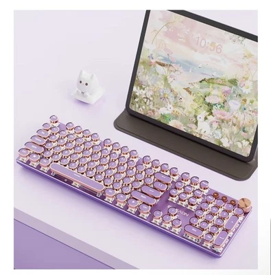 EWEADN V20 Typewriter Keyboard Wireless, 104 Keys Typewriter Style Purple - Image 1 of 2