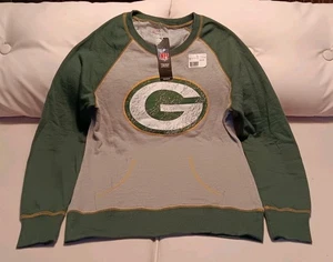 Green Bay Packers Ladies Crew Neck Sweatshirt Distressed Logo Size Small - Picture 1 of 8