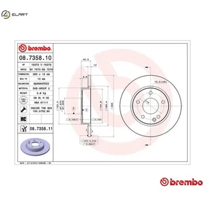 2x BRAKE DISC 08.7358.11 FOR MERCEDES-BENZ M 166.940 1.4L OM 668.940 1.7L 4cyl - Picture 1 of 10