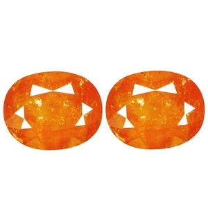 5.65 Ct [2 Pcs Pair] Oval 9.4 x 7.3 MM Orange Mandarin Hessonite Garnet !!! - Picture 1 of 5
