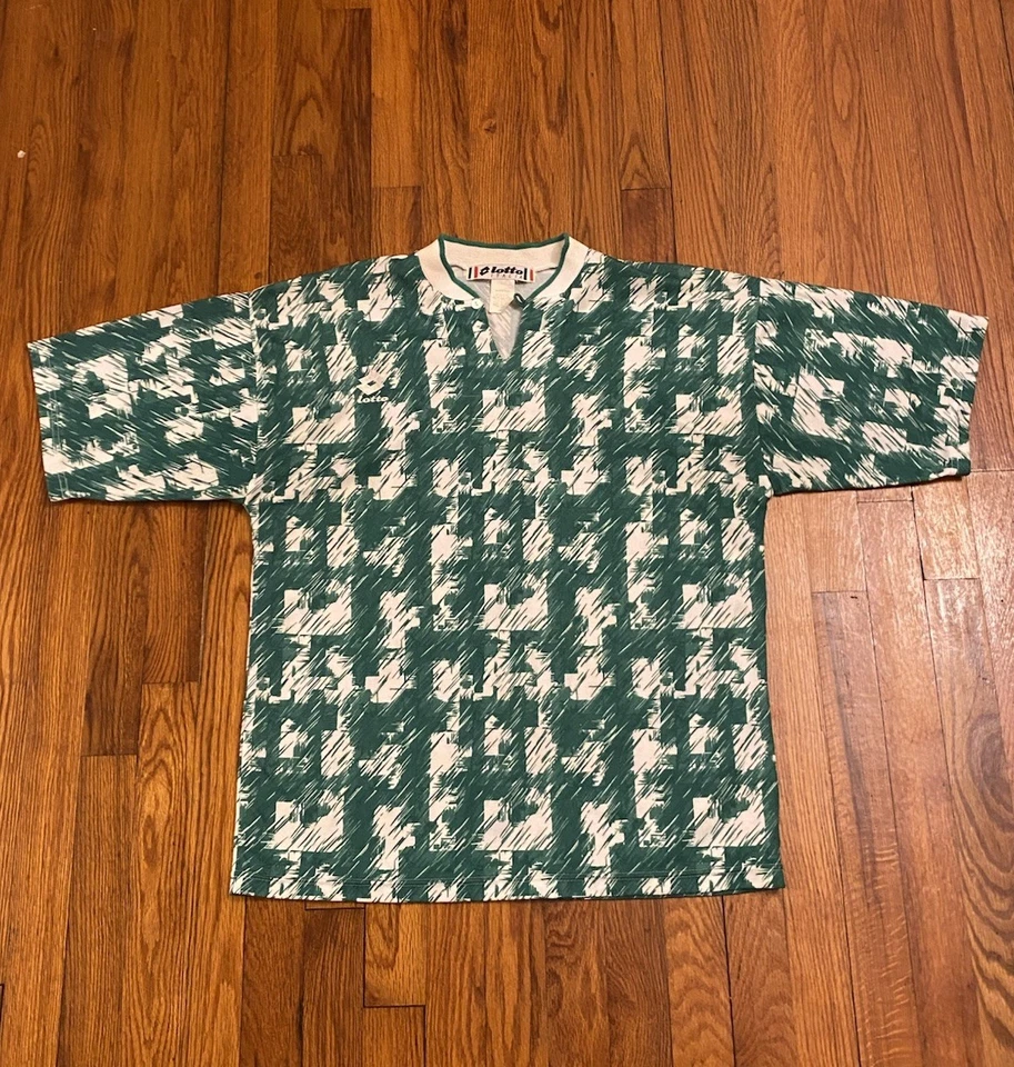 Kit Plantilla Lotto Grande Verde Vintage Años 90 Camiseta Fútbol Camiseta Italia L Foto 1 de 4
