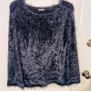 Suéter J. Mclaughlin Pestañas Peludas Difusas Negro Manga Larga Talla Mediana - Imagen 1 de 4