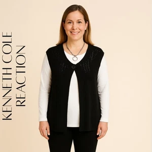 Cárdigan Kenneth Cole Reaction sin mangas mezcla de seda, M, ¡NUEVO SIN ETIQUETAS! - Imagen 1 de 9