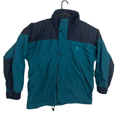 Vintage WearGuard Hooded Jacket Style 1448 Nylon Teal Black Water Resistant Med - Image 1 of 4