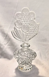 Botella de Perfume de Vidrio Prensado Imperial IRICE de Colección con Tapón de FLOR - Imagen 1 de 5
