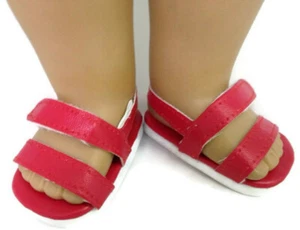 Doll Clothes 18" Sandals Shoes Strap Red Fits American Girl Dolls - Picture 1 of 3