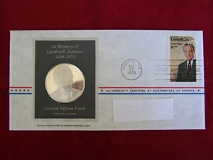 President L.B. Johnson Postmasters of America Sterling Silver First Day PNCover - Picture 1 of 12