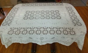 Vintage Lace Tablecloth/Ivory/64" x 78" - Picture 1 of 4