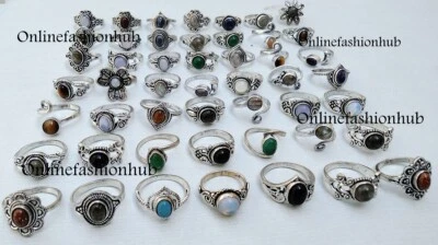 Lote al por mayor de anillos marqués enchapados en plata de ley 925 con piedras preciosas de opalita y mezcla Foto 1 de 3