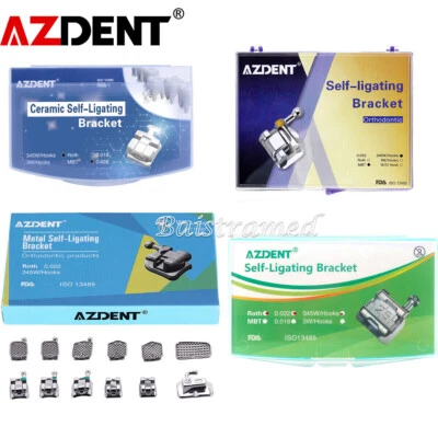 Dental Ortho Metal Self-ligating /Ceramic Clear Bracket Braces Mini Roth MBT 022 - Image 1 of 4