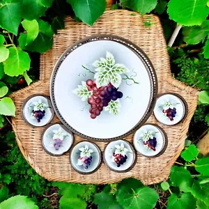 6 Vintage Sternauware NY Coasters & Serving Tray with Grapes Germany 3217 - Picture 1 of 14