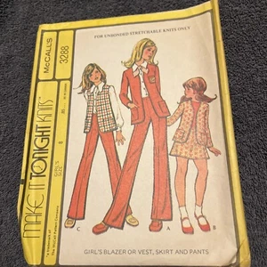 Vintage McCalls Pattern 3288 GIRLS BLAZER VEST PANTS SKIRT SIZE 8 Cut 1972 - Picture 1 of 7