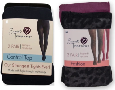 Meia-calça Secret Treasures feminina controle leopardo opaco 4 pares tamanho médio - Imagem 1 de 4