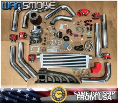 Red BMW 323I 325I 328I E36 E46 M50 M52 T3T4 .63 Turbo Kit Manifold Intercooler - Image 1 of 4